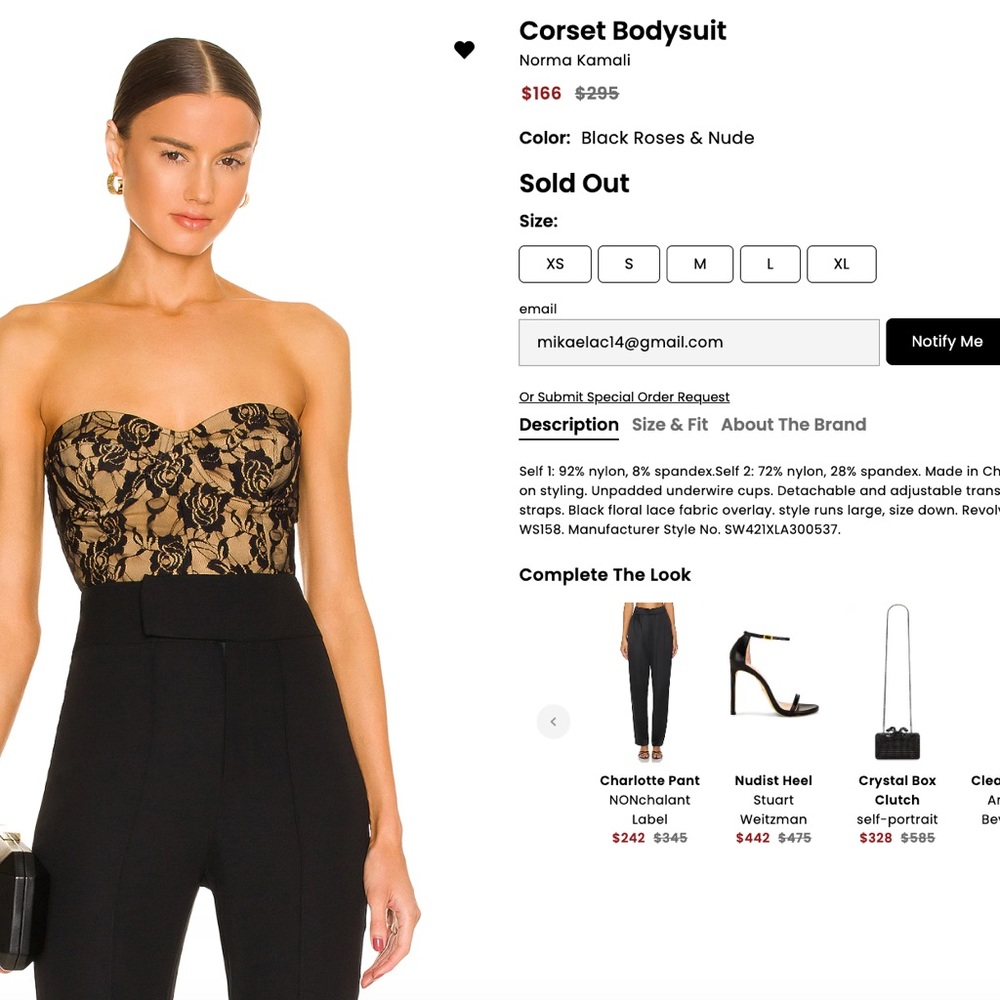 Norma Kamali Corset Bodysuit in Black and Nude